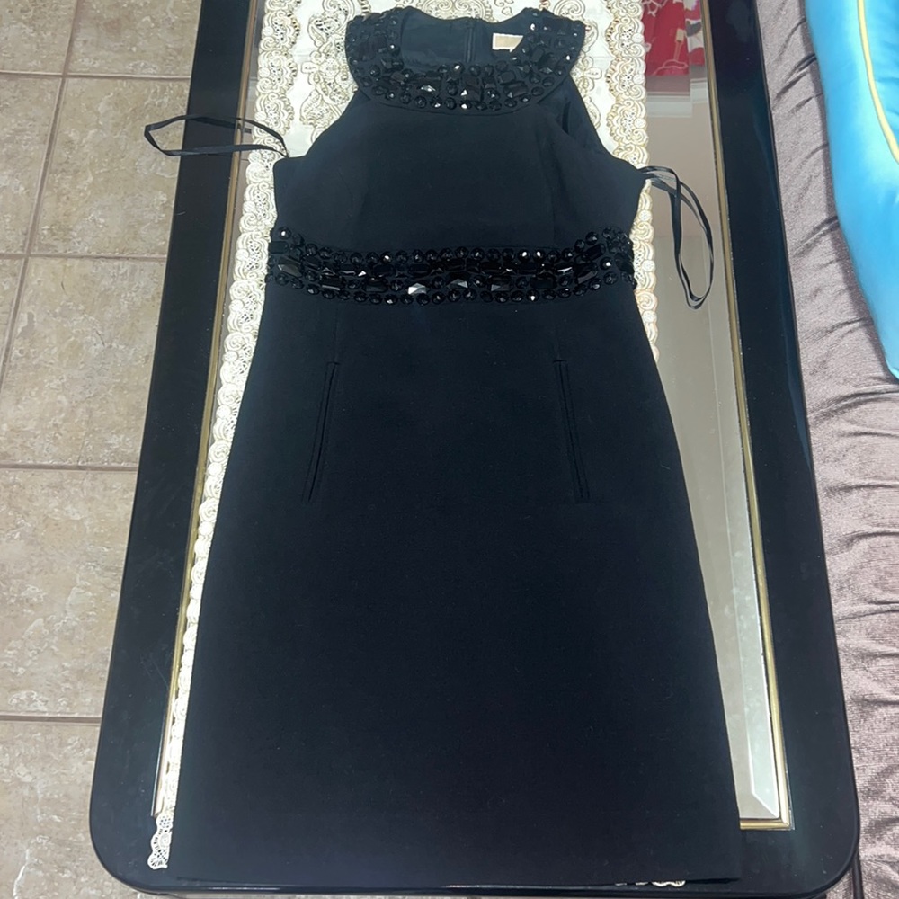 Michael Kors black beaded sleeveless dress